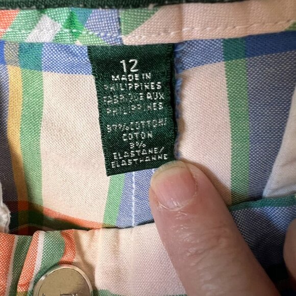 Lauren Ralph Lauren Shorts Womens Size 12 Colorful Plaid Bermuda Cotton Blend - Picture 14 of 16